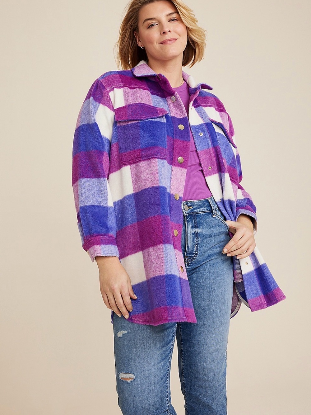 plaid Maurices Paris shacket